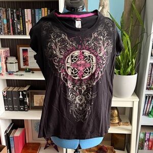 Harley-Davidson Black and Pink Graphic Tee